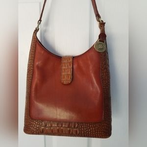 Brahmin Kendall Croc Embossed Pecan/Brulee Shoulder Bag